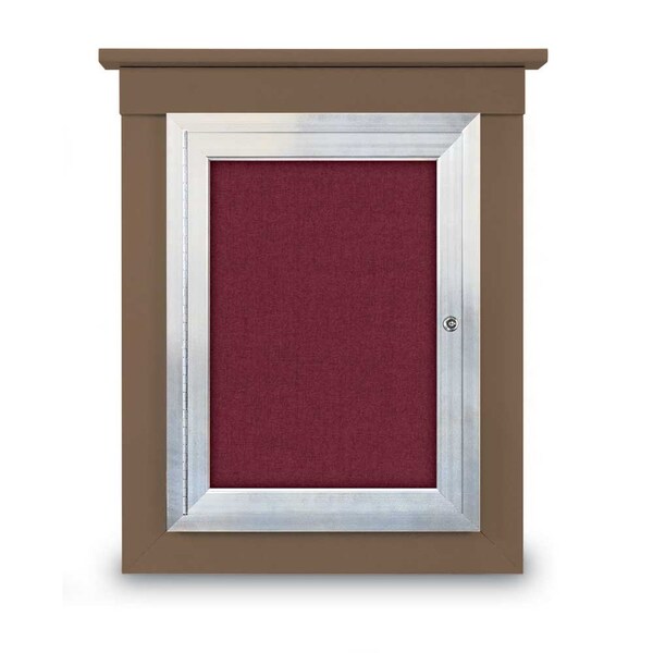 72"x36" 3-Door Enclosed Letterboard, Header, Green Vinyl/Cherry